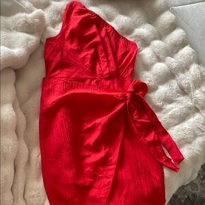 SHEIN One Shoulder Red Dress